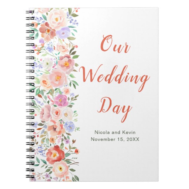 Caderno Espiral Planner de Casamento de Flores primavera (Frente)
