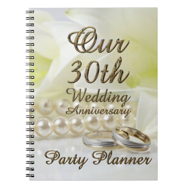 Caderno Espiral Planner Dourado do Partido do Casamento de 30 (Frente)