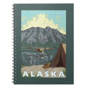 Caderno Espiral Plano de Bush & pesca - parque nacional de Denali,