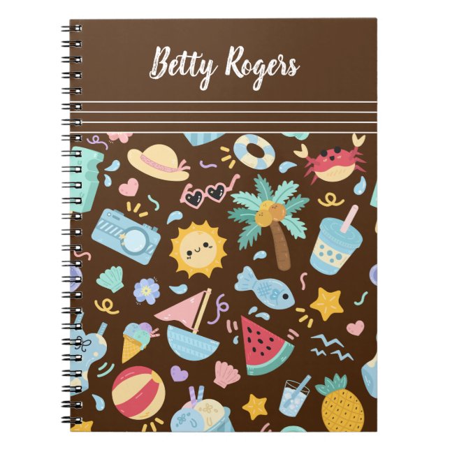 Caderno Espiral plano de fundo sem descontinuidades do verão (Frente)