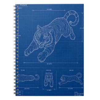 Caderno Espiral Plano de Salto de Tigre – Poster de Arte de Linha 
