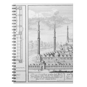 Caderno Espiral Plano e vista da mesquita azul (1609-16),
