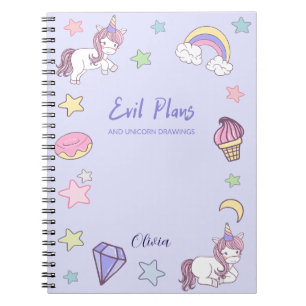 Caderno Espiral Planos de mau e Unicórnios