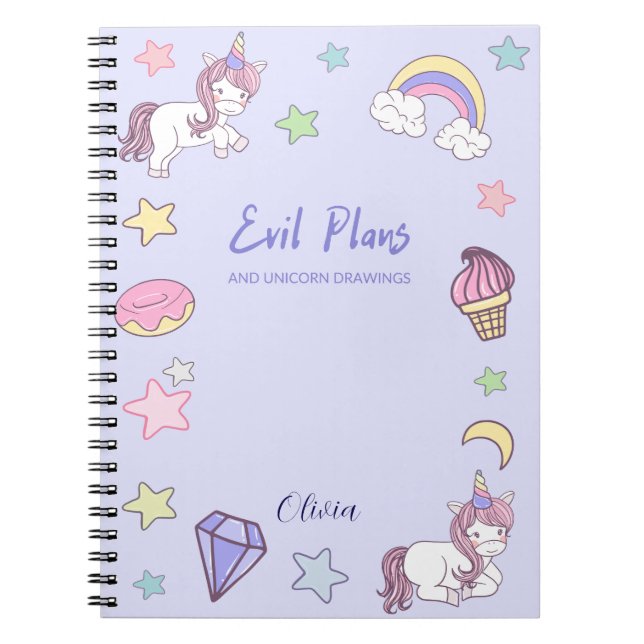Caderno Espiral Planos de mau e Unicórnios (Frente)