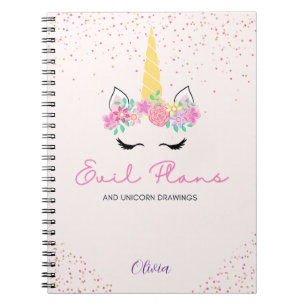 Caderno Espiral Planos de mau e Unicórnios - Dominação Mundial