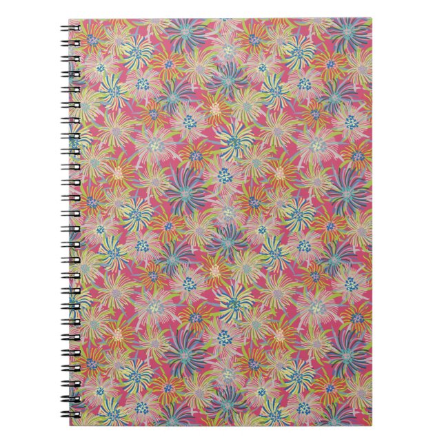 Caderno Espiral Planta de gelo Botanicals do verão - magenta (Frente)
