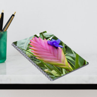 Caderno Espiral Planta Tropical Rosa Quill Planta Floral