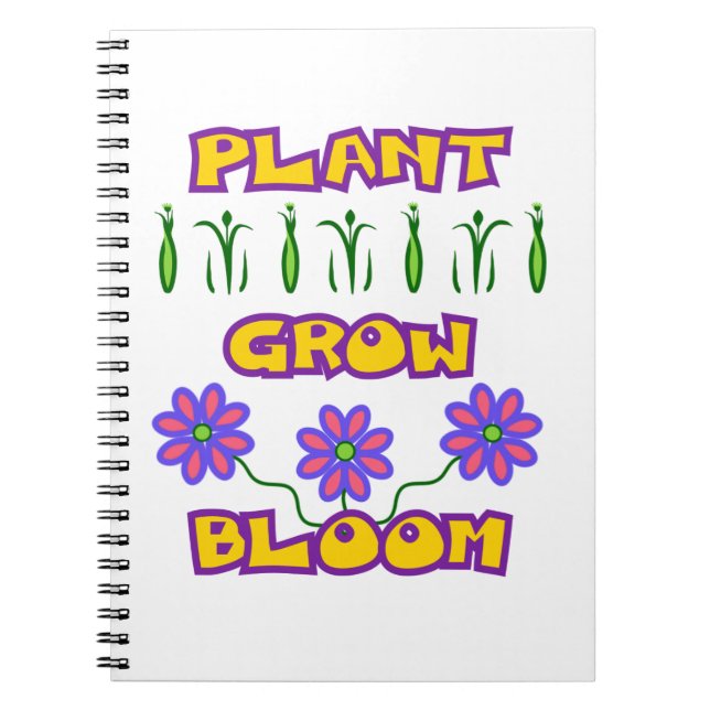 Caderno Espiral Plantas Cultivam Bloom Citando Flores Rosa Texto A (Frente)
