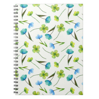Caderno Espiral Plantas De Aquarelas: Padrão Floral Sem Costura.