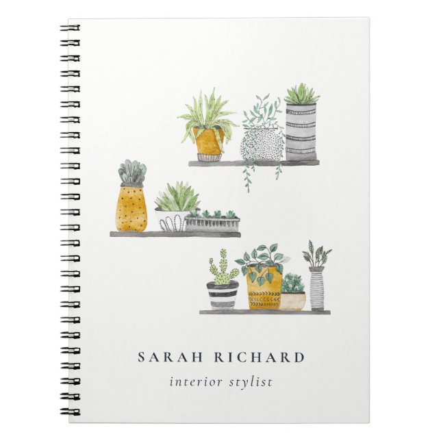 Caderno Espiral Plantas De Casas Elegantes, Watercolor, Botânica (Frente)