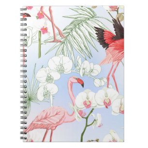 Caderno Espiral Plantas tropicais e flores. Padrão sem costura, b