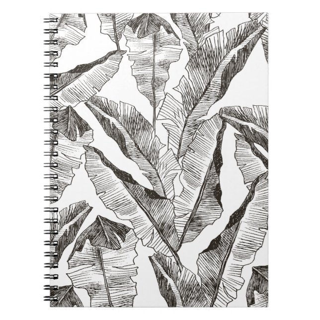 Caderno Espiral Plantas trópicas padrão floral de selva sem costur (Frente)