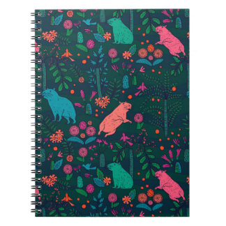 Caderno Espiral Playful Capybara in the Forest – Tropical Seamless