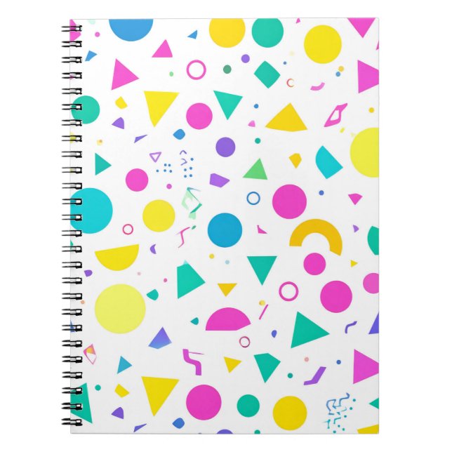 Caderno Espiral Playful Neon Memphis Geometric Retro Pattern (Frente)