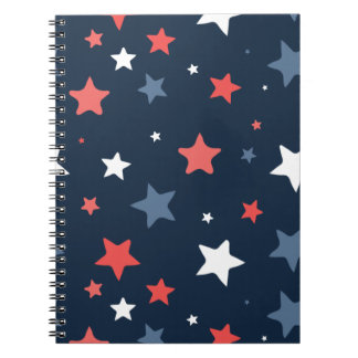 Caderno Espiral Playful Red White Blue Star Notebook
