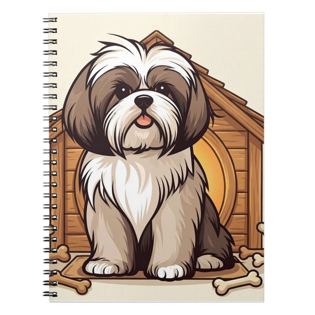Caderno Espiral Playful Shih Tzu Dog House  (Bring a little joy to your day with a Shih Tzu Notebook!)