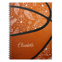 Caderno Espiral plenas de rabisco flores basquetebol