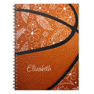 Caderno Espiral plenas de rabisco flores basquetebol