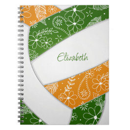 Caderno Espiral plenas de vôlei de laranja verde