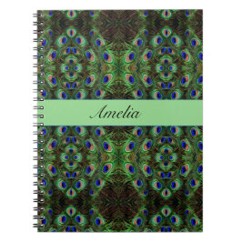 Caderno Espiral Plumagem Real - Padrão de Penas de Luxe