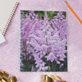 Caderno Espiral Plumas de Astilbe Rosa De Couro Floral