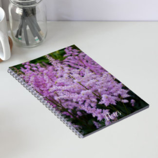 Caderno Espiral Plumas Florais Rosa Penugem de Astilbe