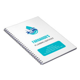Caderno Espiral Plumbing Service Water Drop Logo Plumber Business
