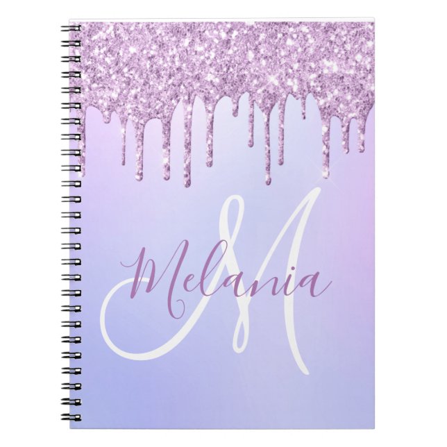 Caderno Espiral Pó de Lavanda Roxo Metálico Personalizado (Frente)