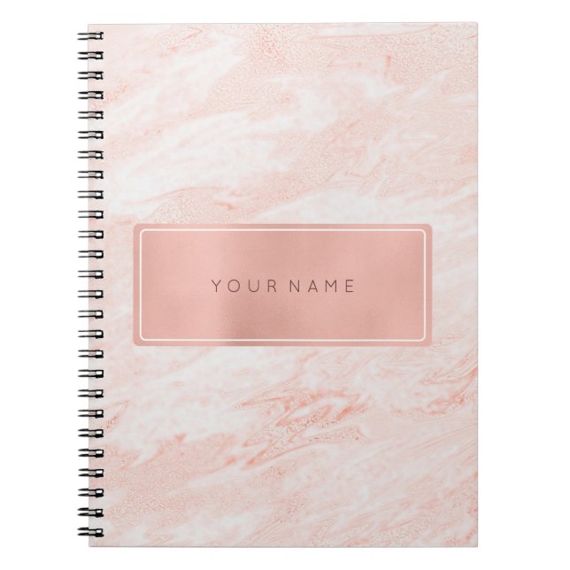 Caderno Espiral Pó Dourado Rosa Rosa Retangular Magra Retangular M (Frente)