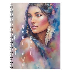 Caderno Espiral Pocahontas Watercolor Retrato