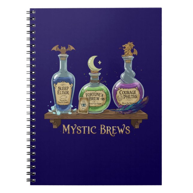 Caderno Espiral Poções Místicas | Poções e Elixires Mágicos e Capr (Frente)