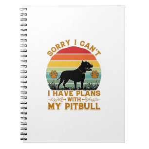 Caderno Espiral Pode Planos Cachorro Pitbull Retro Pôr do Sol_1