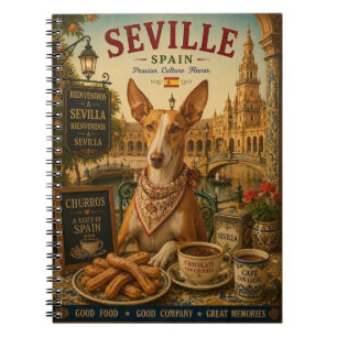 Caderno Espiral Podenco Espanhol em Arte de Viagem Vintage de Sevi