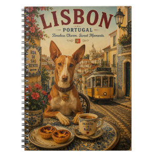 Caderno Espiral Podengo Português em Arte de Viagem Vintage de Lis