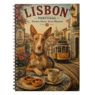 Caderno Espiral Podengo Português em Arte de Viagem Vintage de Lis