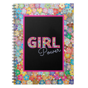 Caderno Espiral Poder da Menina   Presentes Florais Girly Colorido