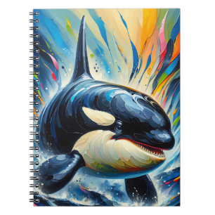 Caderno Espiral Poder Dinâmico da Orca – Arte Marinha Abstrata Ous