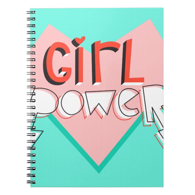 Caderno Espiral Poder feminino. Design bonito com slogan gráfico b (Frente)