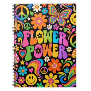 Caderno Espiral Poder Floral Groovy Escola de Retró