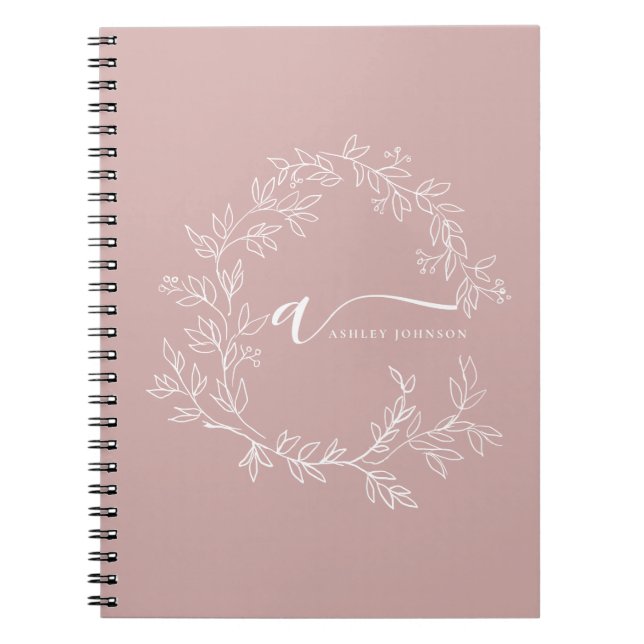 Caderno Espiral Poeira de Rubicundo Rosa Moderno Letra Inicial Fem (Frente)