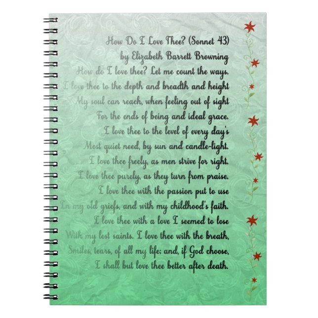 Caderno Espiral Poema como faz o thee do amor de I? Bronzagem de (Frente)