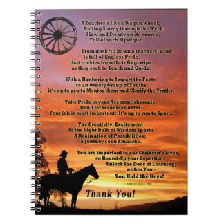 Caderno Espiral Poema ocidental da apreciação do professor