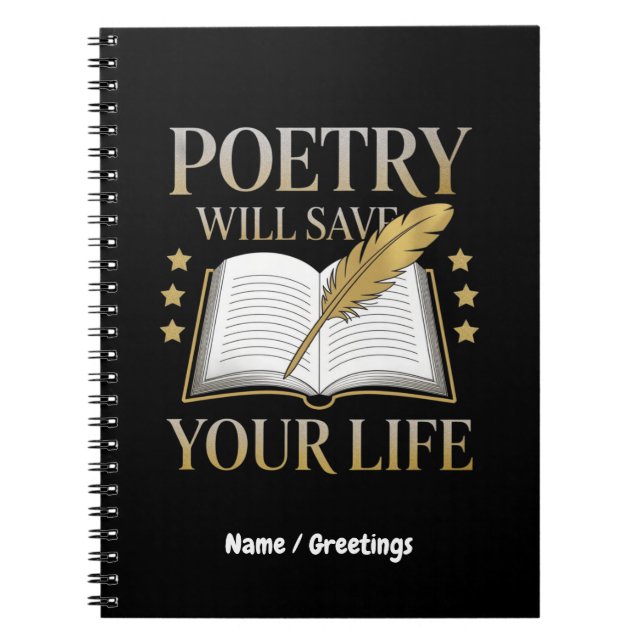 Caderno Espiral Poesia salvará sua vida Poeta e Literatura Engraça (Frente)