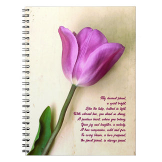 Caderno Espiral Poético das tulipas magenta brilhantes