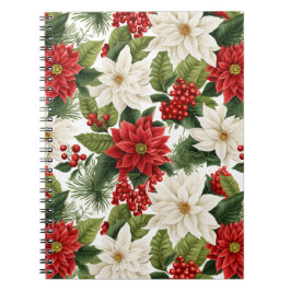 Caderno Espiral Poinsettia de Natal – Design Floral de Feriado