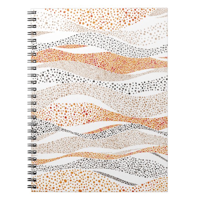 Caderno Espiral Pointilismo Wavy Polka: Têxtil de Doodle Cute (Frente)