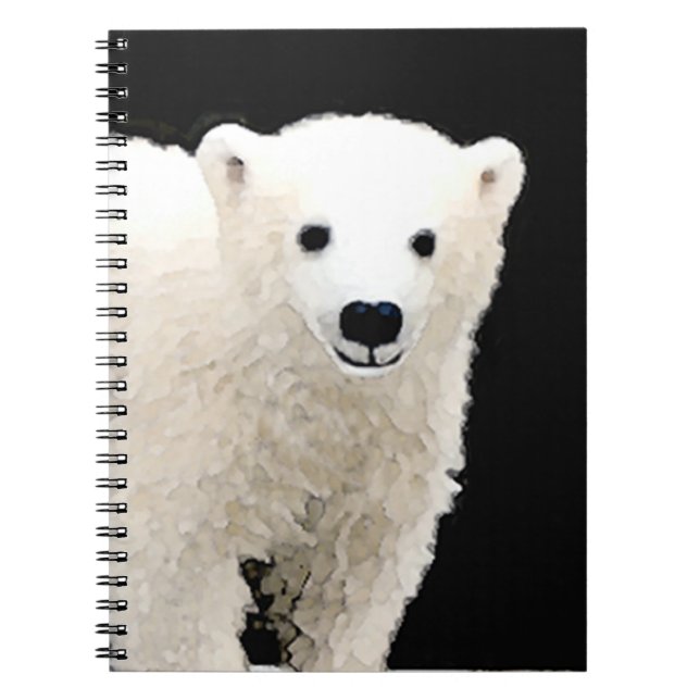 Caderno Espiral Polar Bear Cub Painting - Arte Original (Frente)