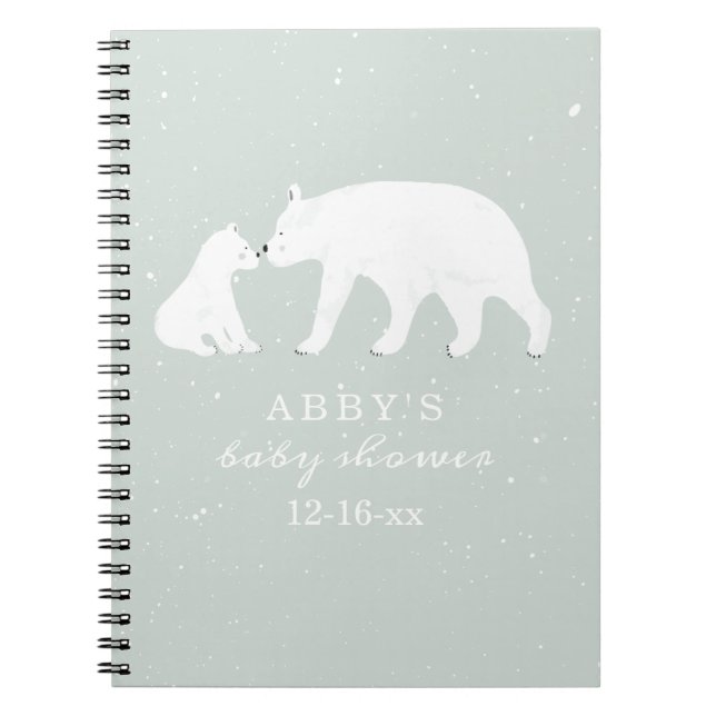 Caderno Espiral Polar Bear Snow Boy Mama Chá de fraldas (Frente)