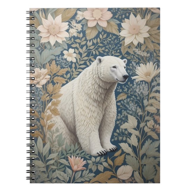 Caderno Espiral Polar Bear William Morris Inspirou Floral (Frente)