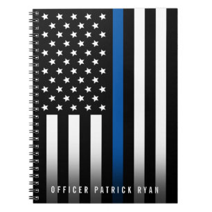 Caderno Espiral Polícia - Linha Azul Linha Azul - Nome do Monogra